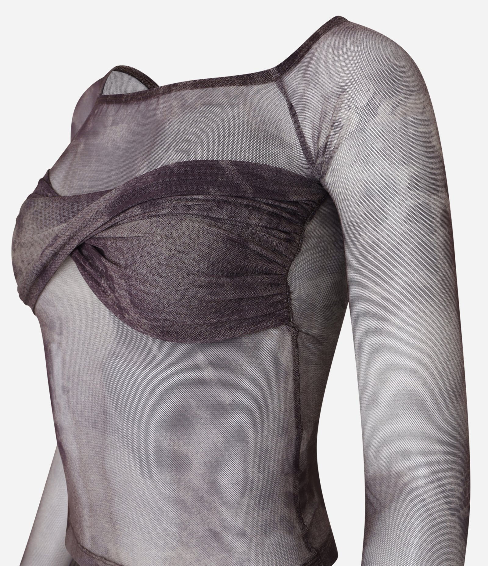 Blusa em Tule Animal Print e Detalhe Torcido Marrom 6