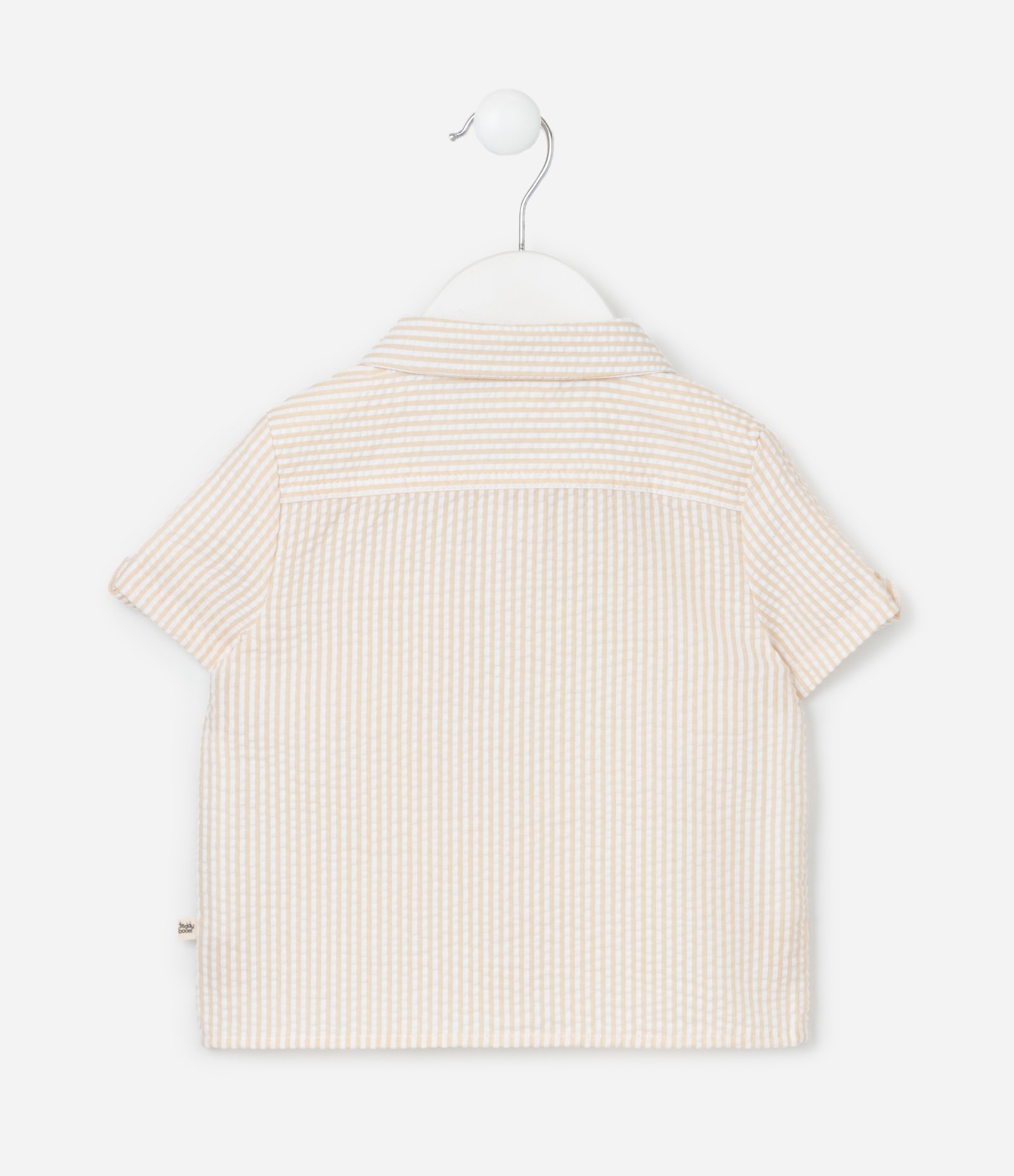 Camisa Infantil Texturizada com Bolsinho - Tam 0 a 18 meses Bege 3