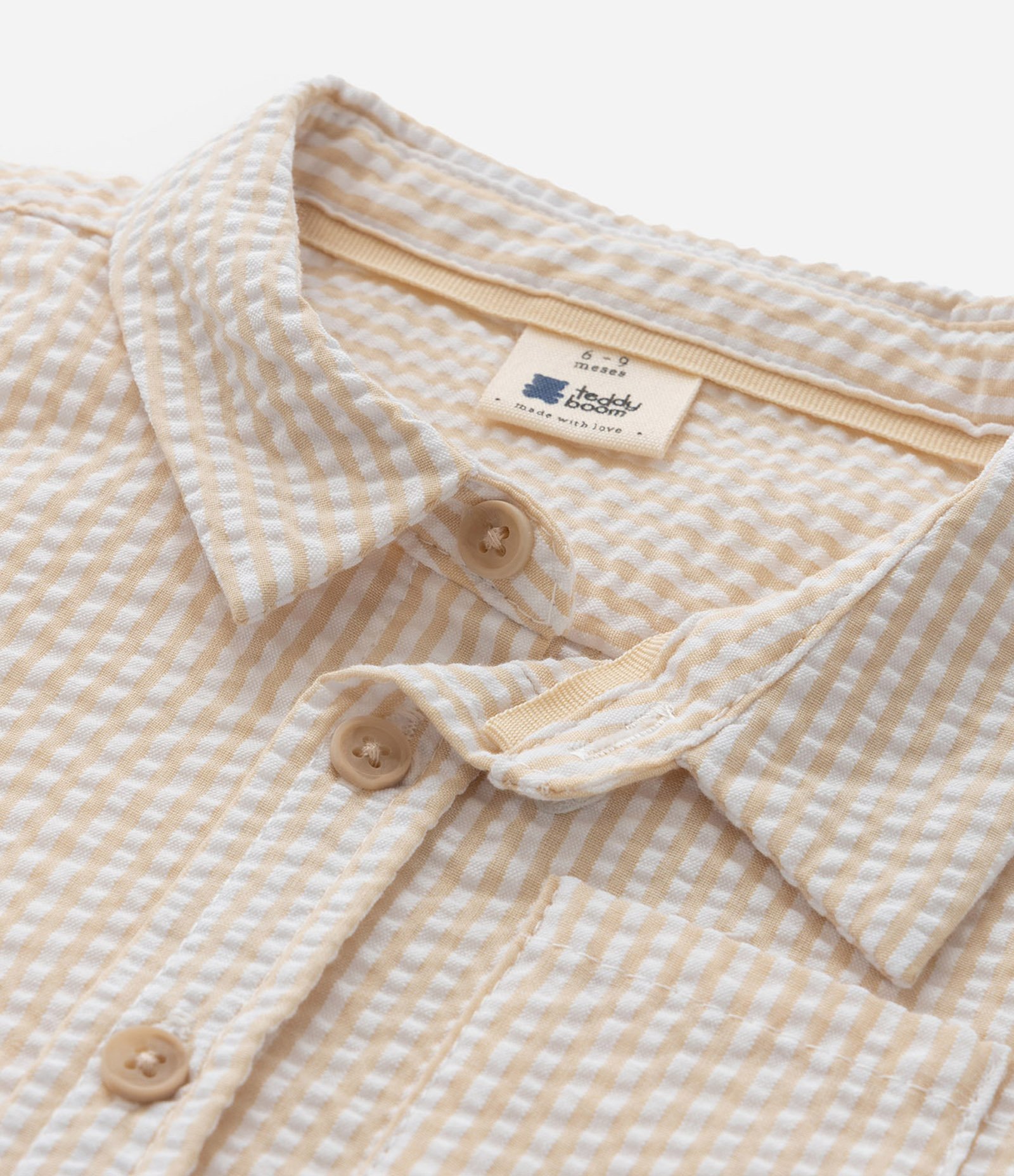 Camisa Infantil Texturizada com Bolsinho - Tam 0 a 18 meses Bege 6