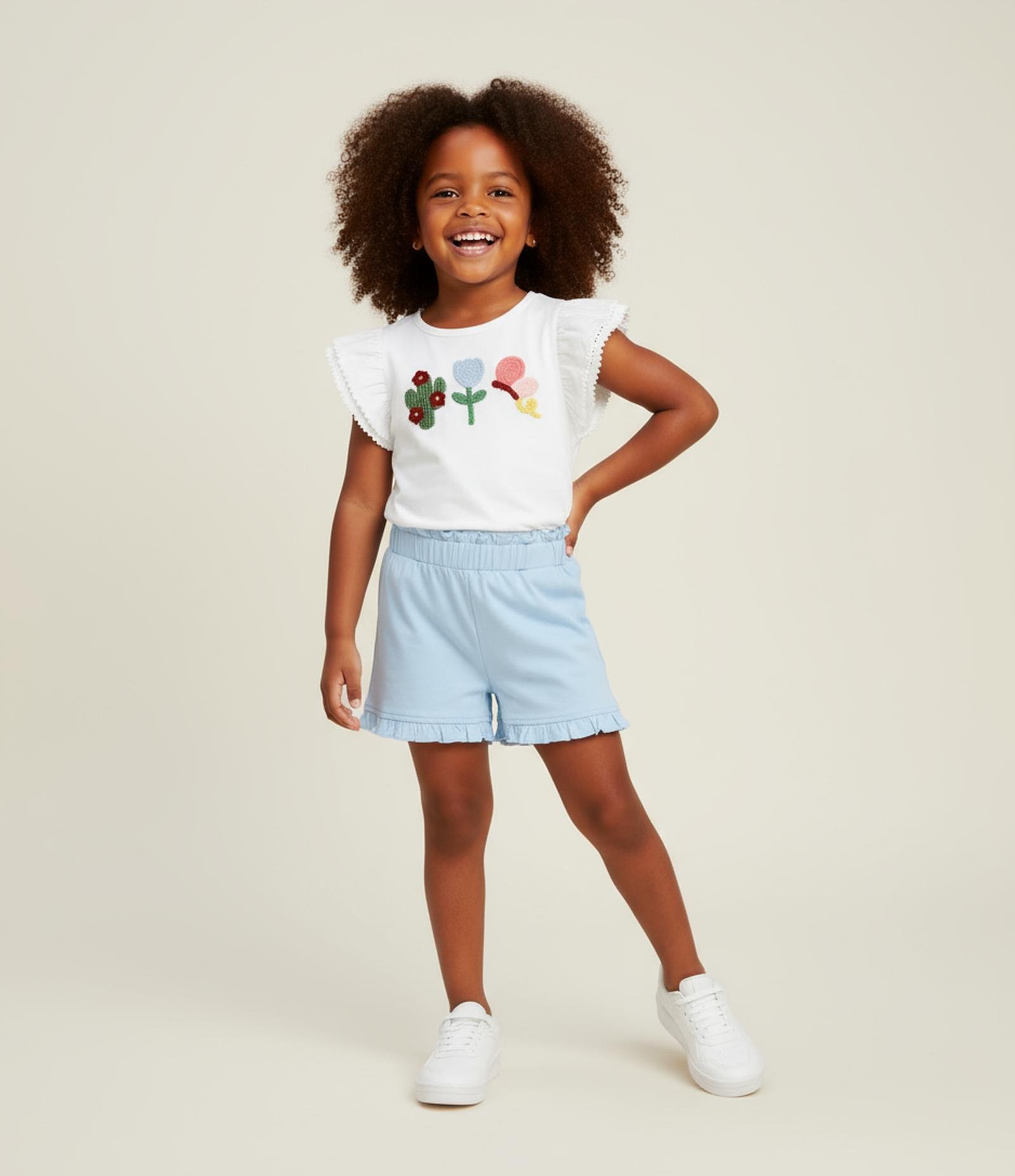 Short Infantil com Babadinho na Barra - Tam 1 a 6 Anos Azul 1