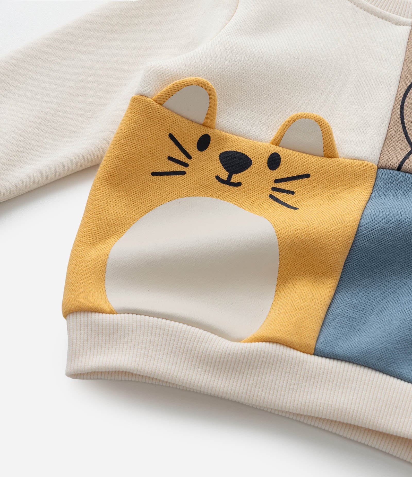 Conjunto Infantil com Recortes e Cara de Bichinhos - Tam 0 a 18 meses Bege/Azul 9