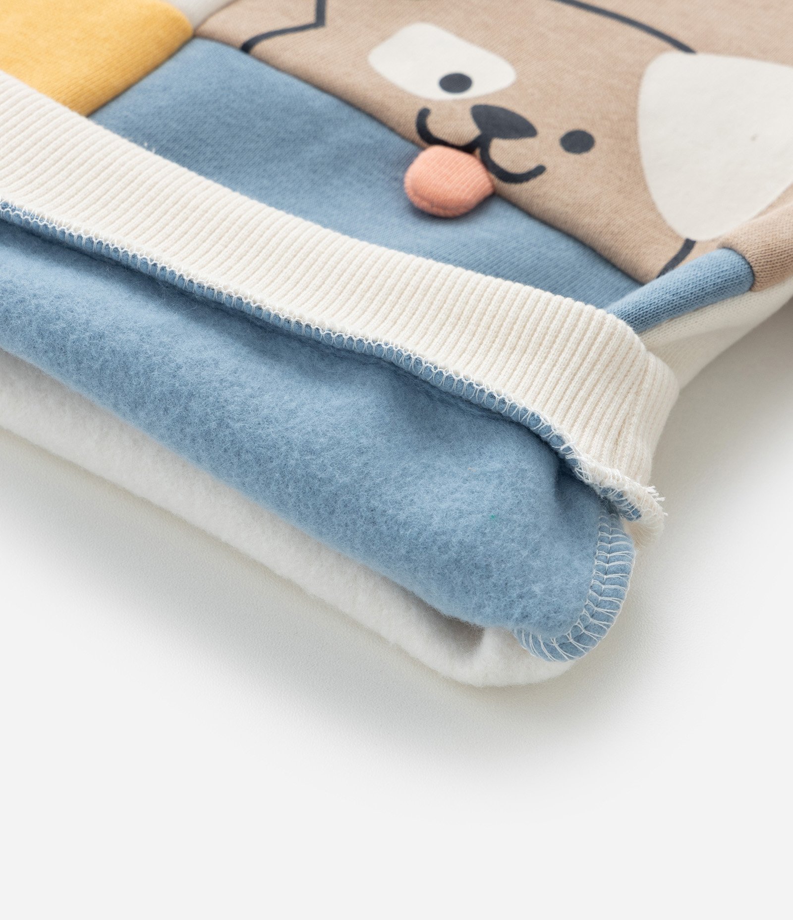 Conjunto Infantil com Recortes e Cara de Bichinhos - Tam 0 a 18 meses Bege/Azul 11