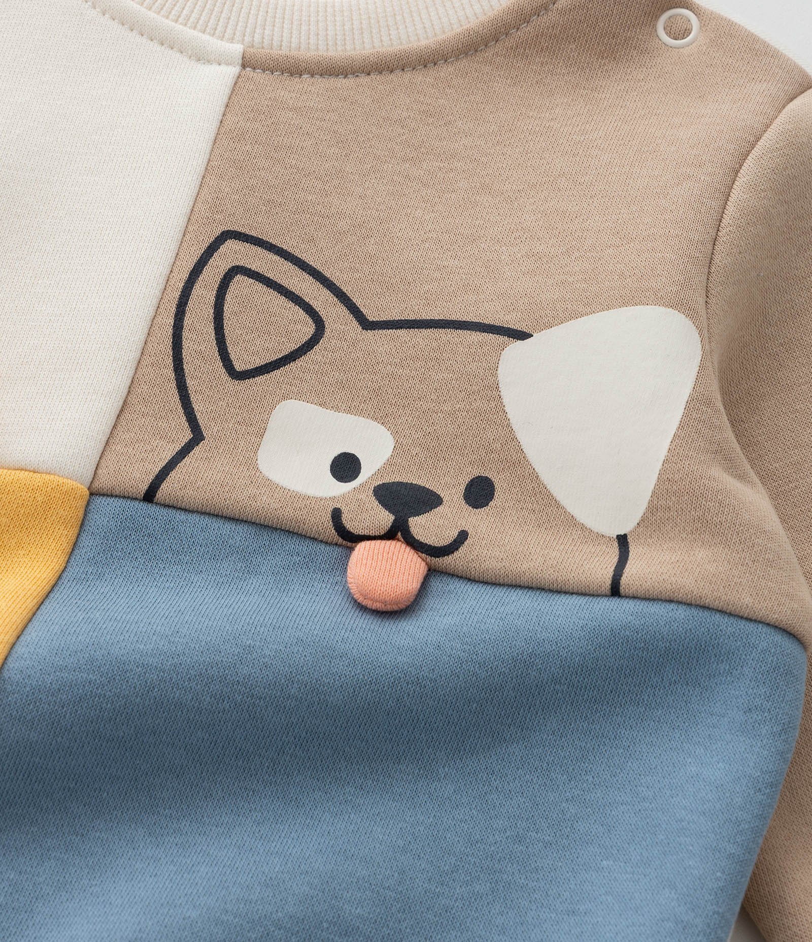 Conjunto Infantil com Recortes e Cara de Bichinhos - Tam 0 a 18 meses Bege/Azul 8