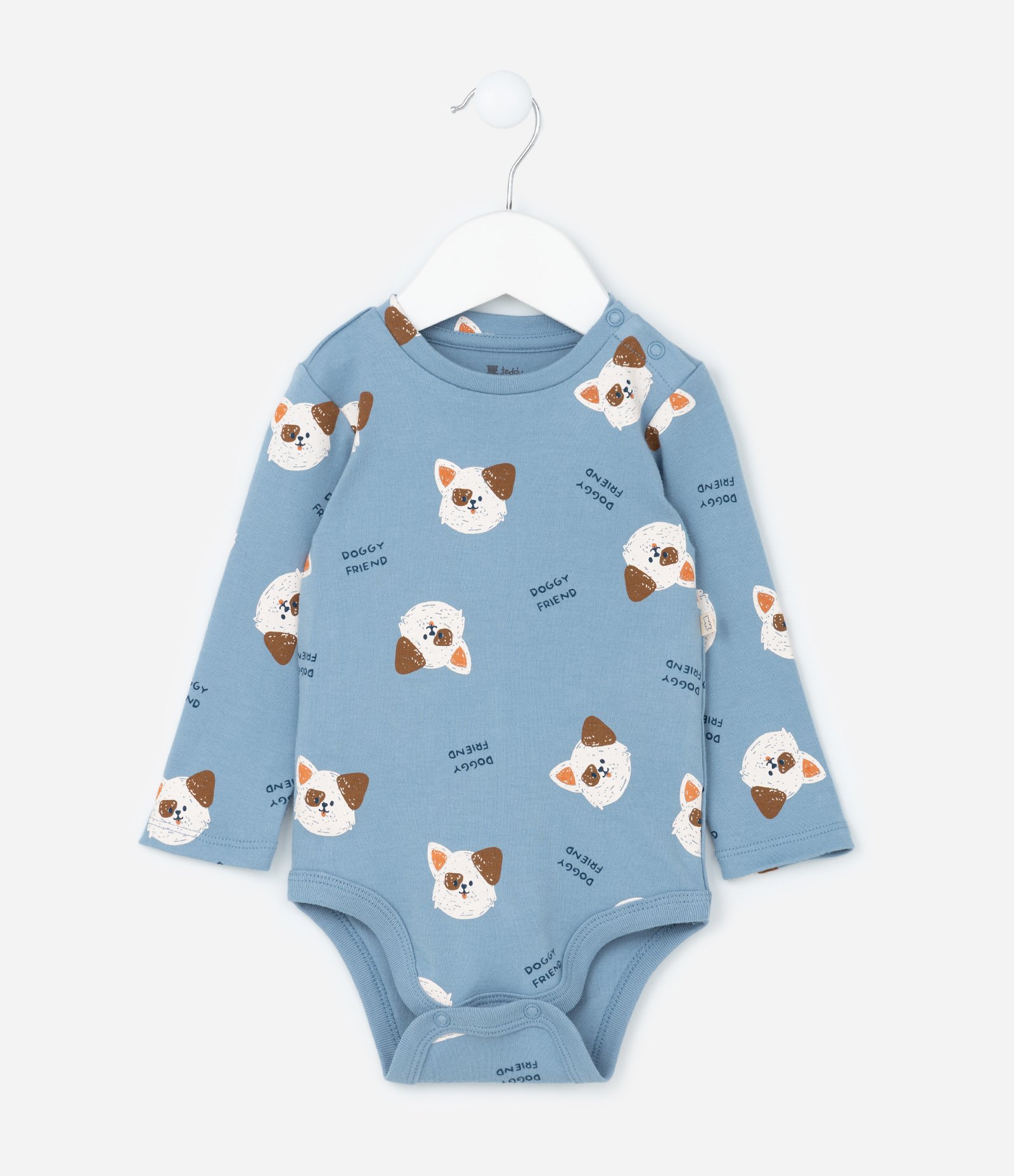 Conjunto Infantil em Suedine com Estampa Cachorrinho - Tam RN a 18 meses Azul 4