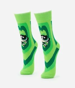 Meia Cano Alto em Algodão com Estampa Docinho