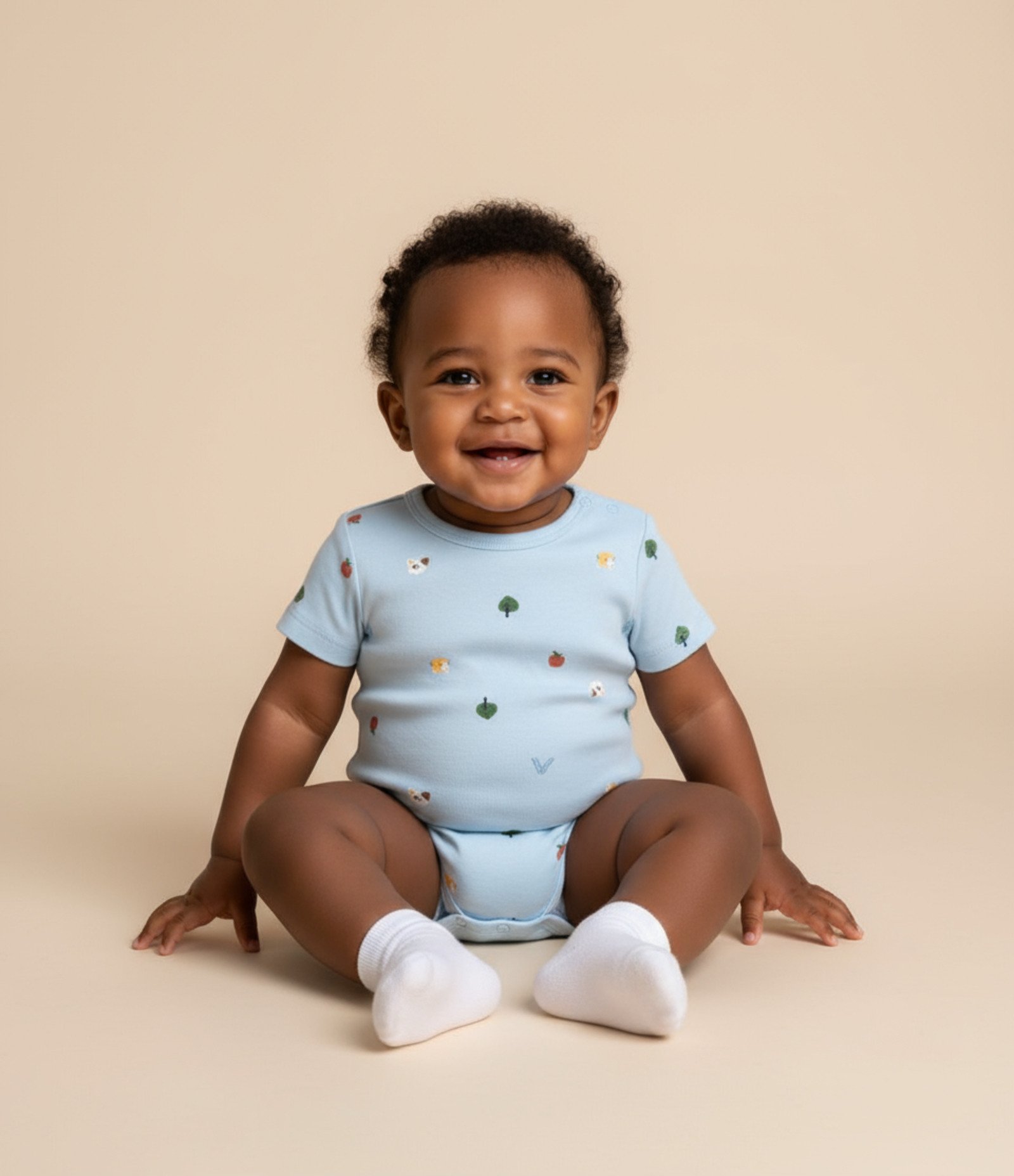 Body Infantil em Algodão com Mini Ícones - Tam RN a 18 meses Azul 1