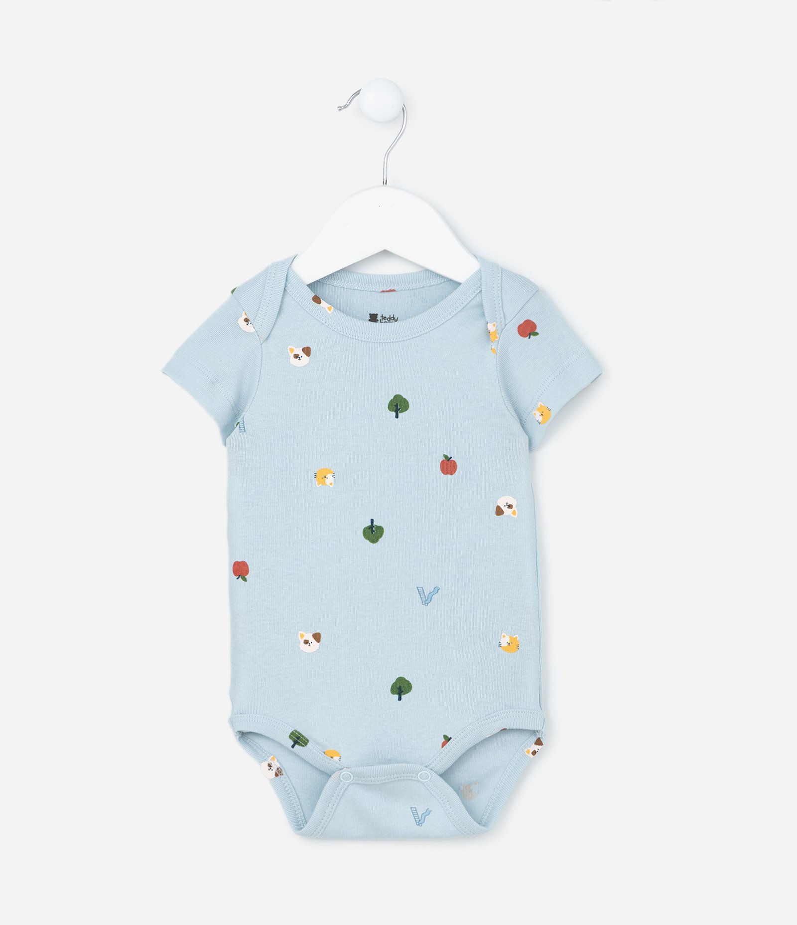 Body Infantil em Algodão com Mini Ícones - Tam RN a 18 meses Azul 2