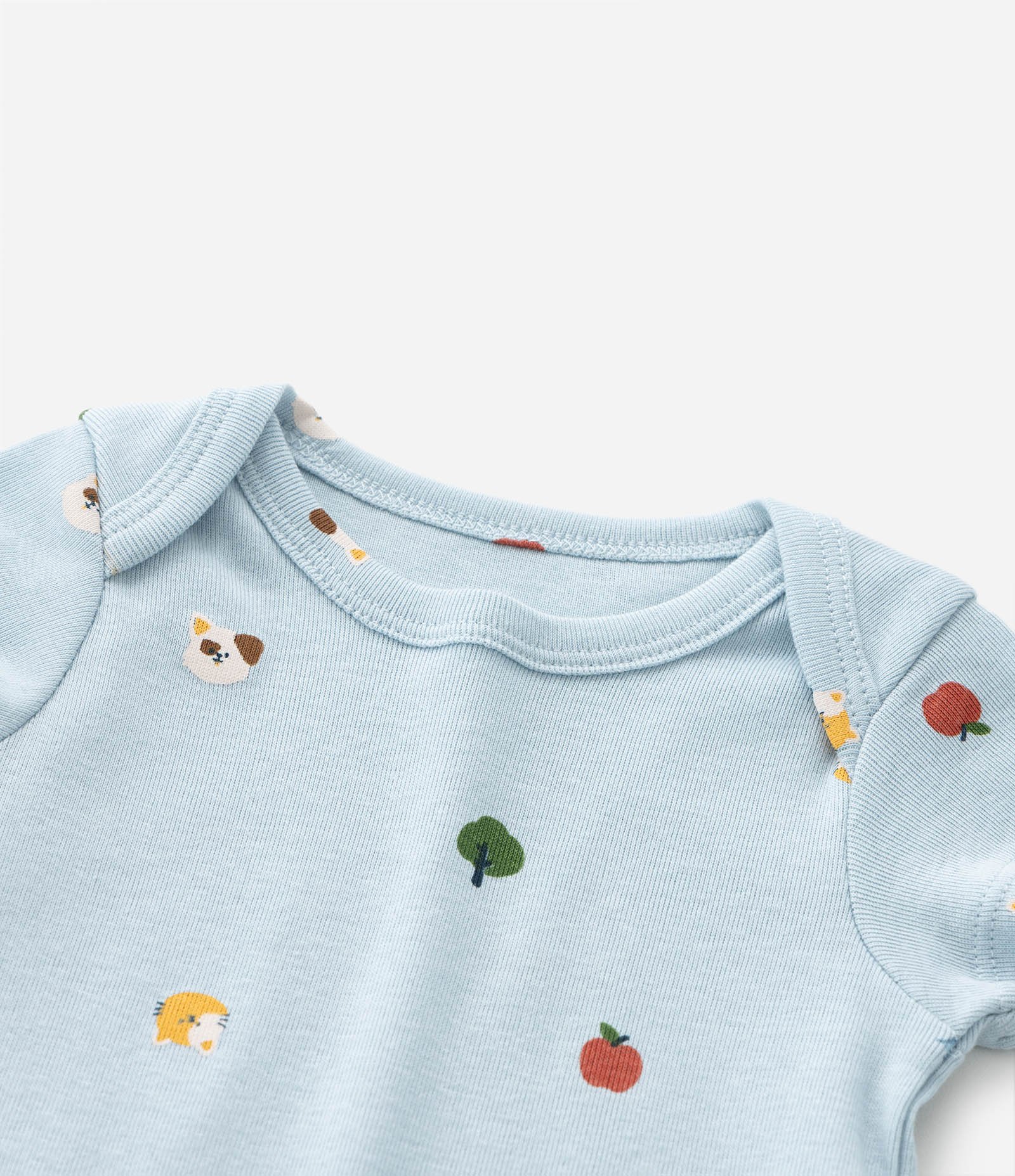 Body Infantil em Algodão com Mini Ícones - Tam RN a 18 meses Azul 7