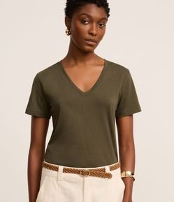 Blusa Básica em Algodão Peruano com Decote V
