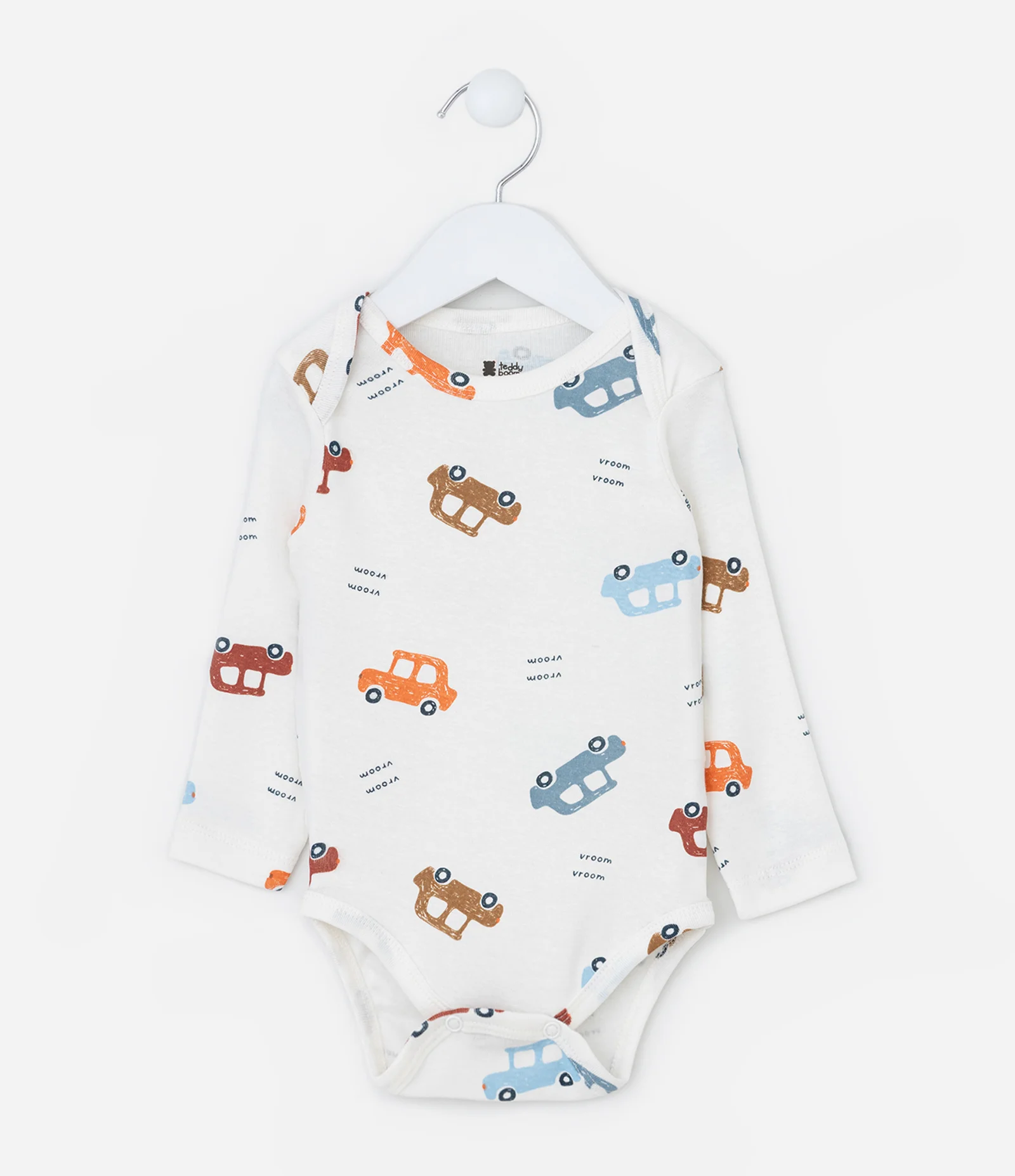 Body Infantil em Algodão com Estampa Carrinhos - Tam RN a 18 meses Branco 2