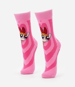 Meia Cano Alto em Algodão com Estampa da Florzinha