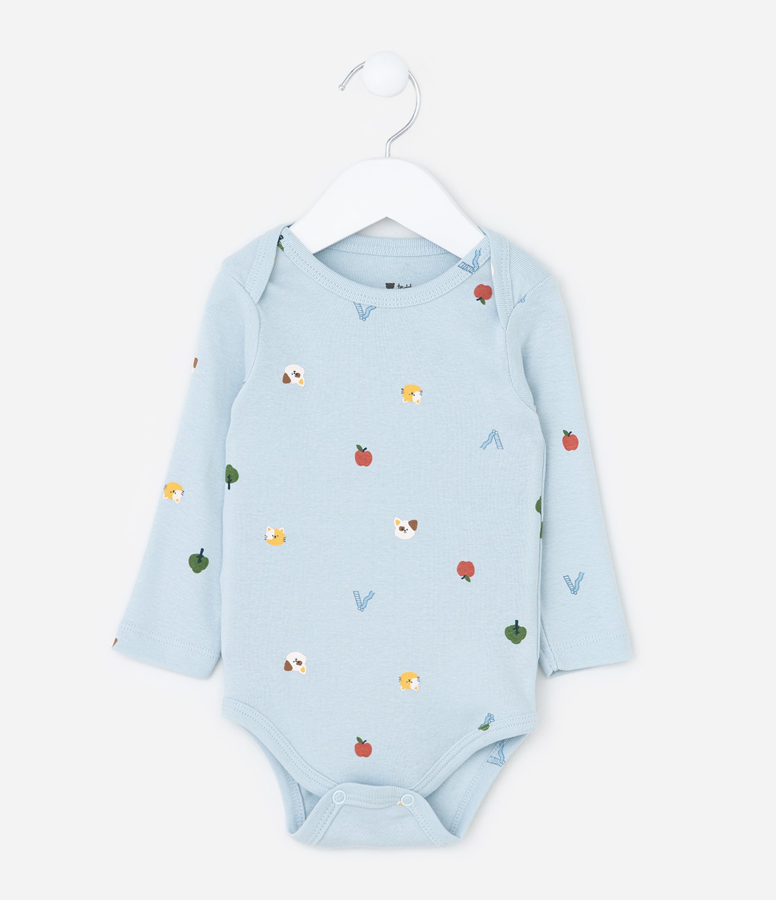 Body Infantil em Algodão com Estampa Mini Ícones - Tam RN a 18 meses Azul 2