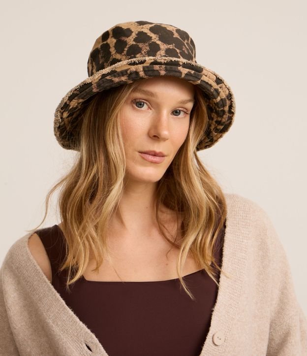 Chapéu Bucket em Sarja Animal Print Onça