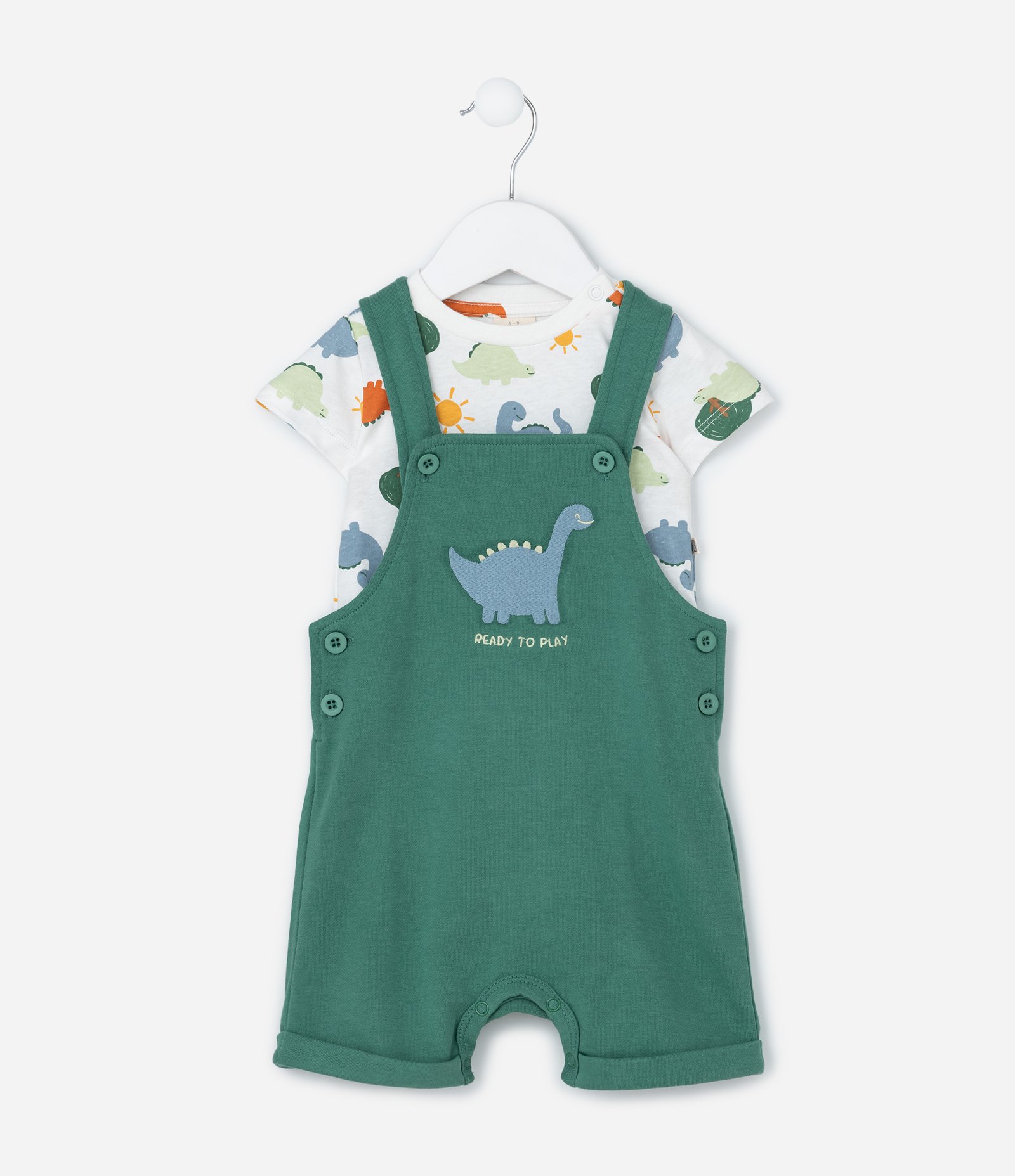 Conjunto Infantil com Estampa Dinossauro - Tam 0 a 18 meses Verde/Branco 2