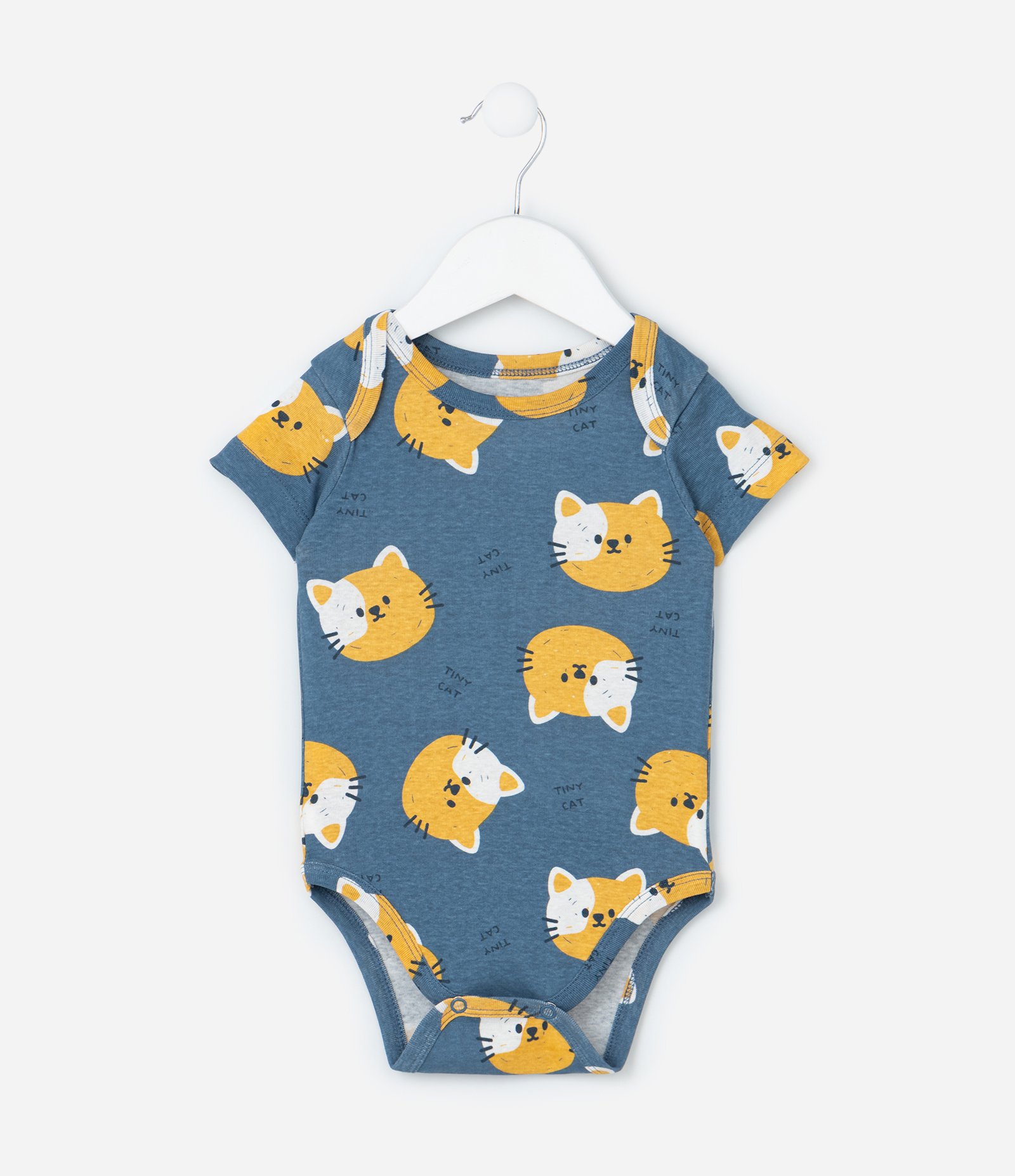 Body Infantil com Estampa Cara de Gatinho - Tam RN a 18 meses Azul 2