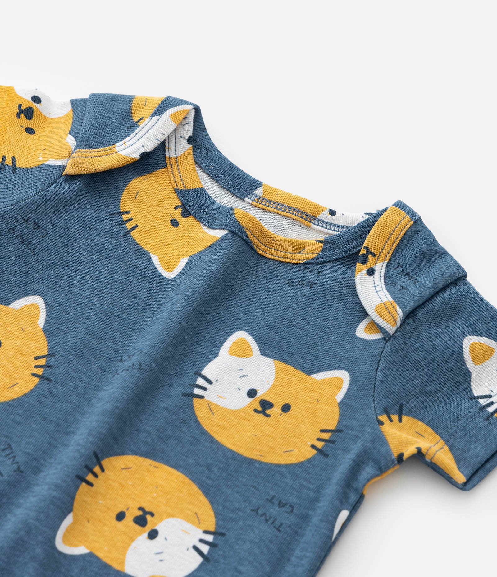 Body Infantil com Estampa Cara de Gatinho - Tam RN a 18 meses Azul 7