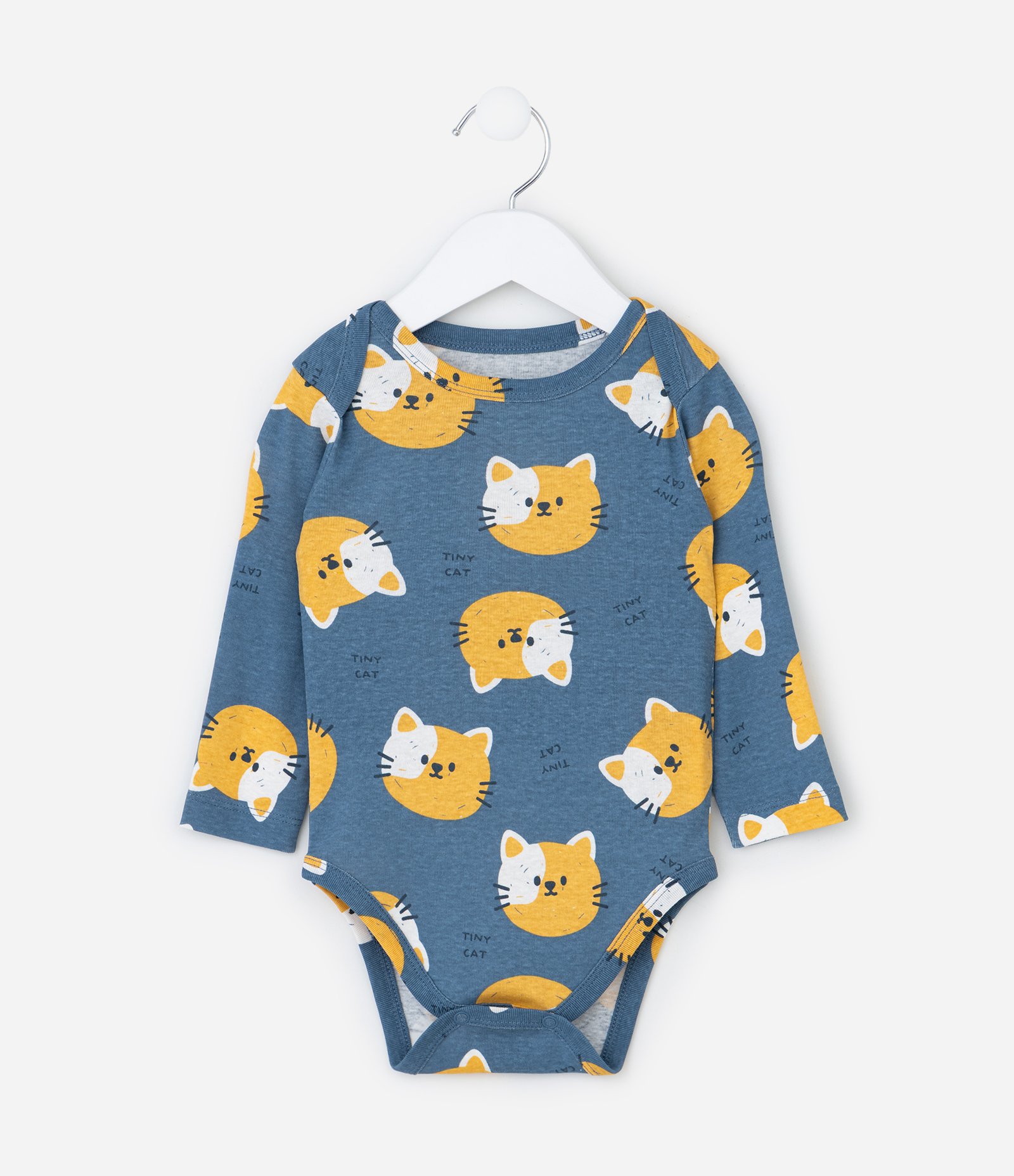 Body Infantil com Estampa Cara de Gatinho - Tam RN a 18 meses Azul 2