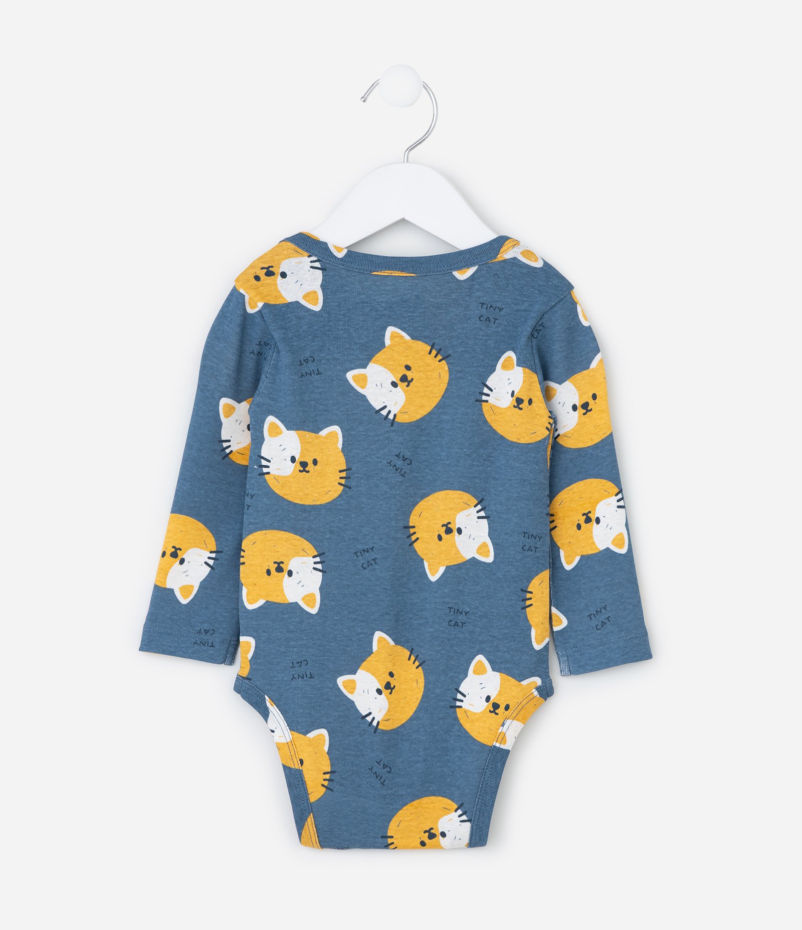 Body Infantil com Estampa Cara de Gatinho - Tam RN a 18 meses Azul 3