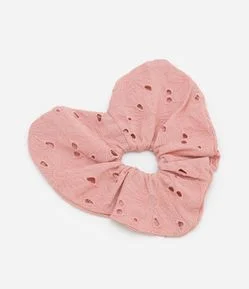 Scrunchie Infantil em Broderie Formato Coração - Tam Único