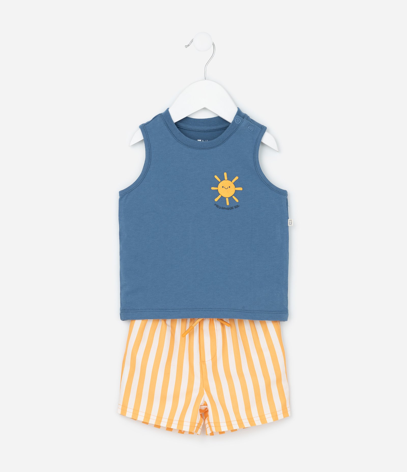Conjunto Infantil em Microfibra - Tam 3 a 18 Meses Azul/Amarelo 2