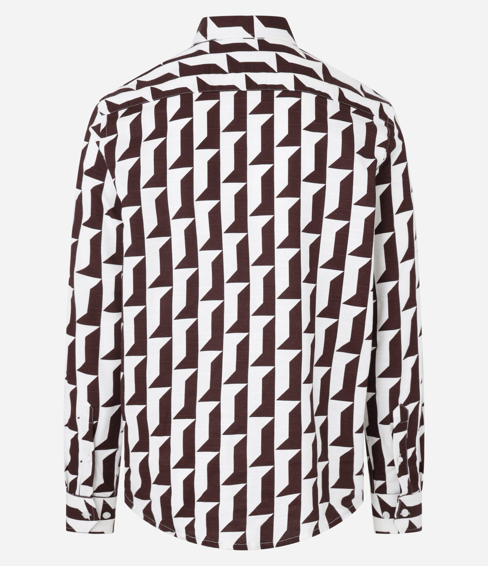 Camisa em Oxford com Estampa Geométrica Branco/Marrom 8