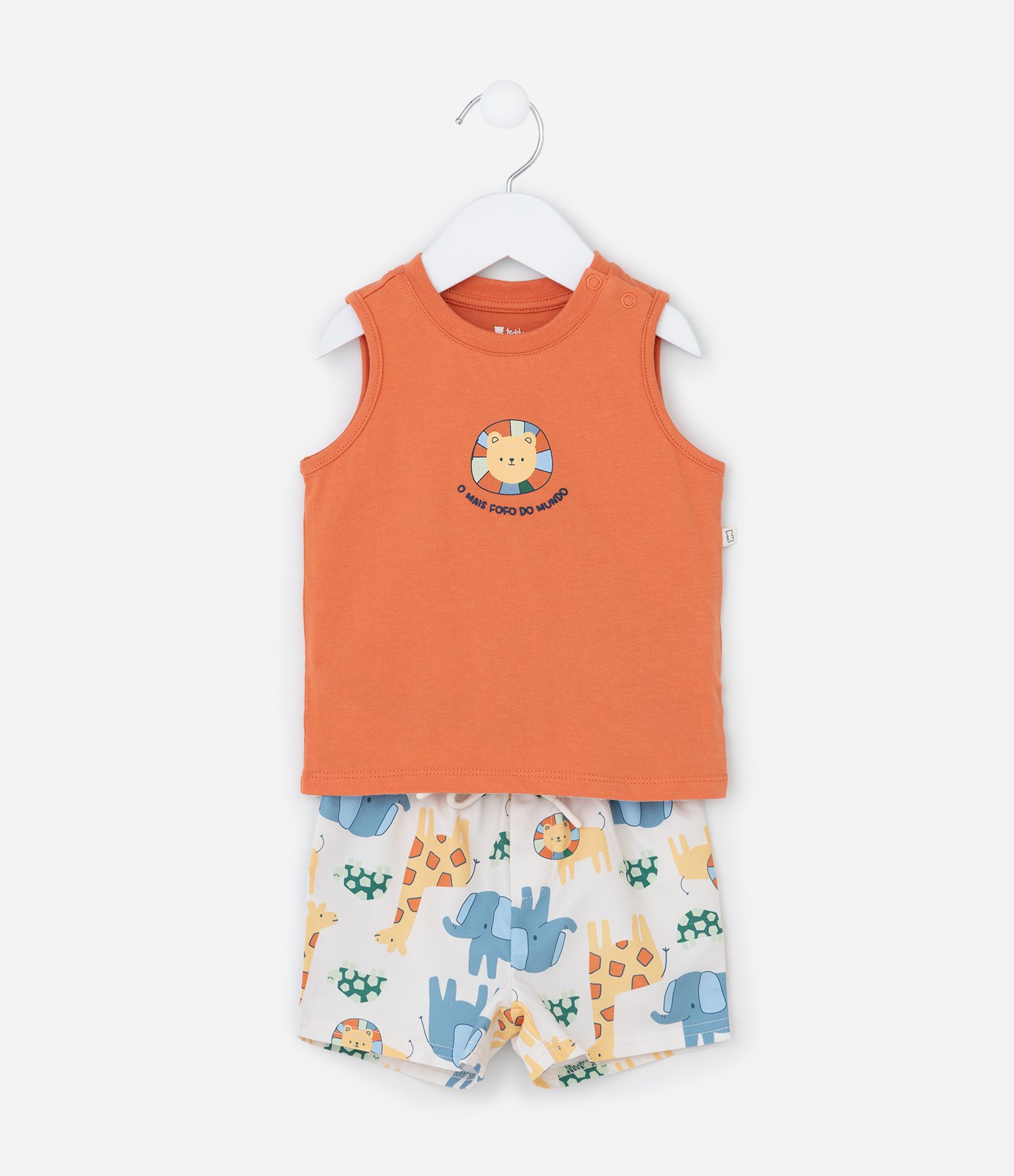 Conjunto Infantil com Estampa Bichinhos - Tam 3 a 18 meses Laranja 3