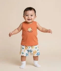 Conjunto Infantil com Estampa Bichinhos - Tam 3 a 18 meses