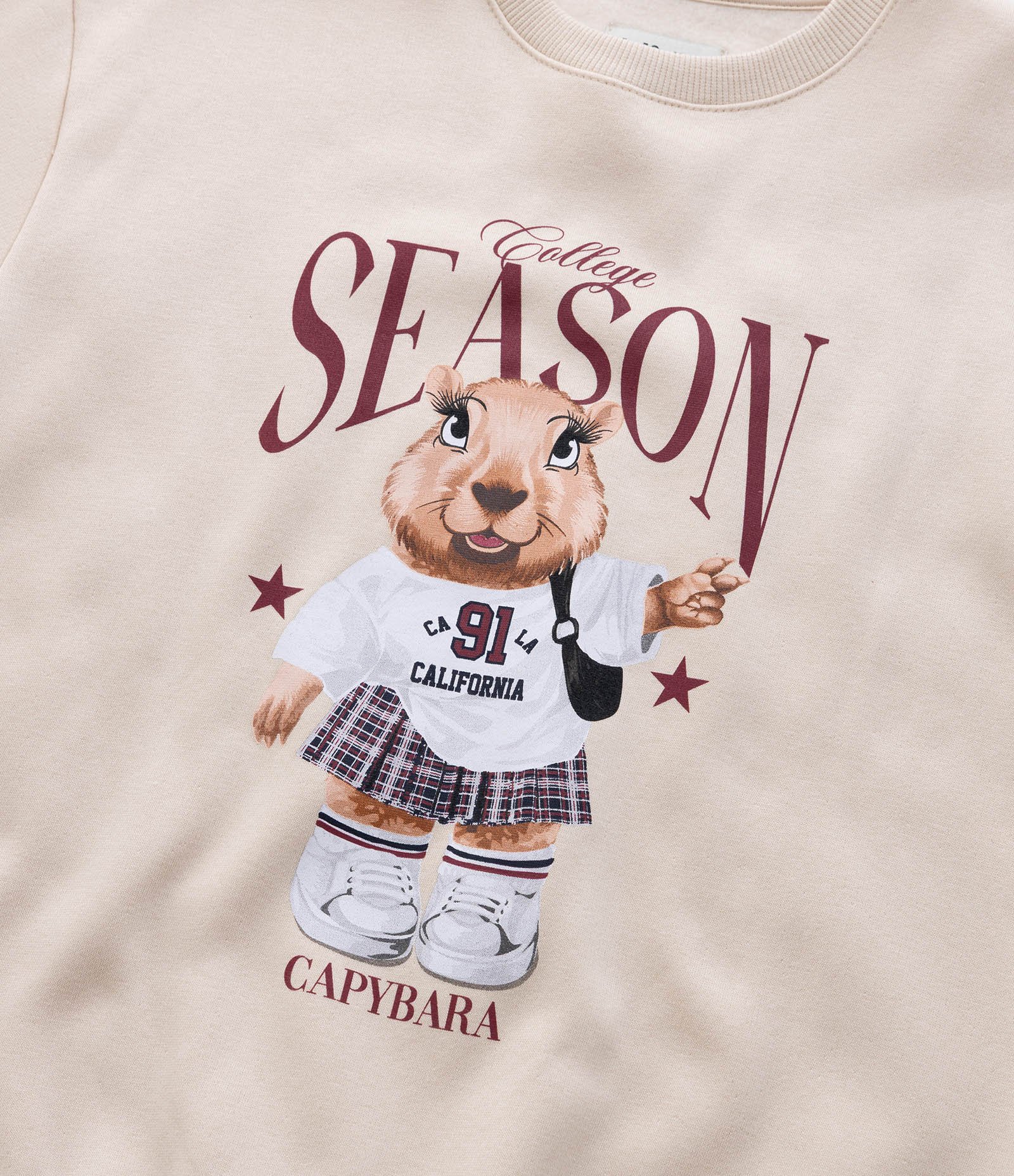 Casaco Infantil com Estampa Capivara College Season - Tam 7 a 14 Anos Bege 7