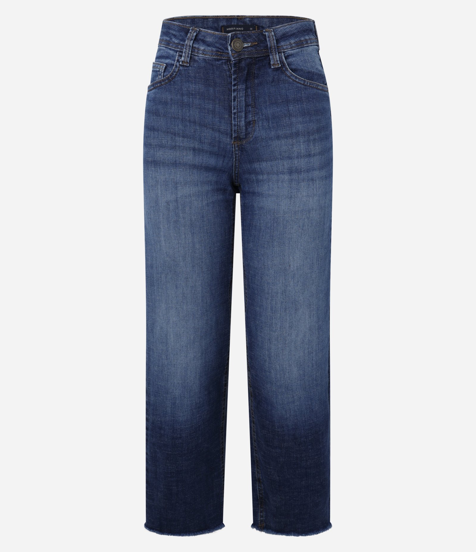Calça Reta Cropped em Jeans com Cintura Alta Azul 1