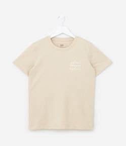 Camiseta Relaxed Infantil com Bordado Lettering - Tam 5 a 14 Anos