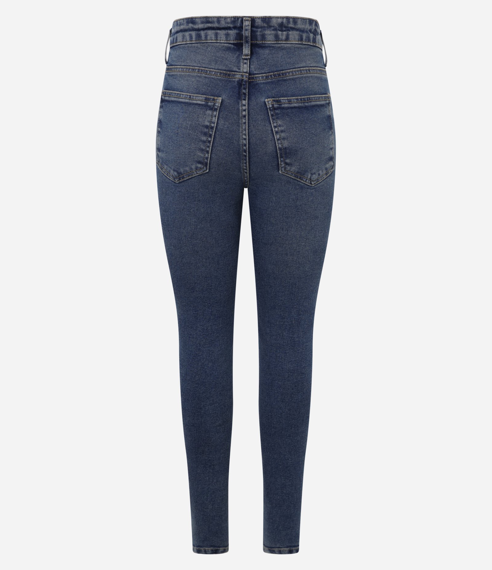 Calça Skinny Jeans com Elastano e Cintura Alta Azul Escuro 6