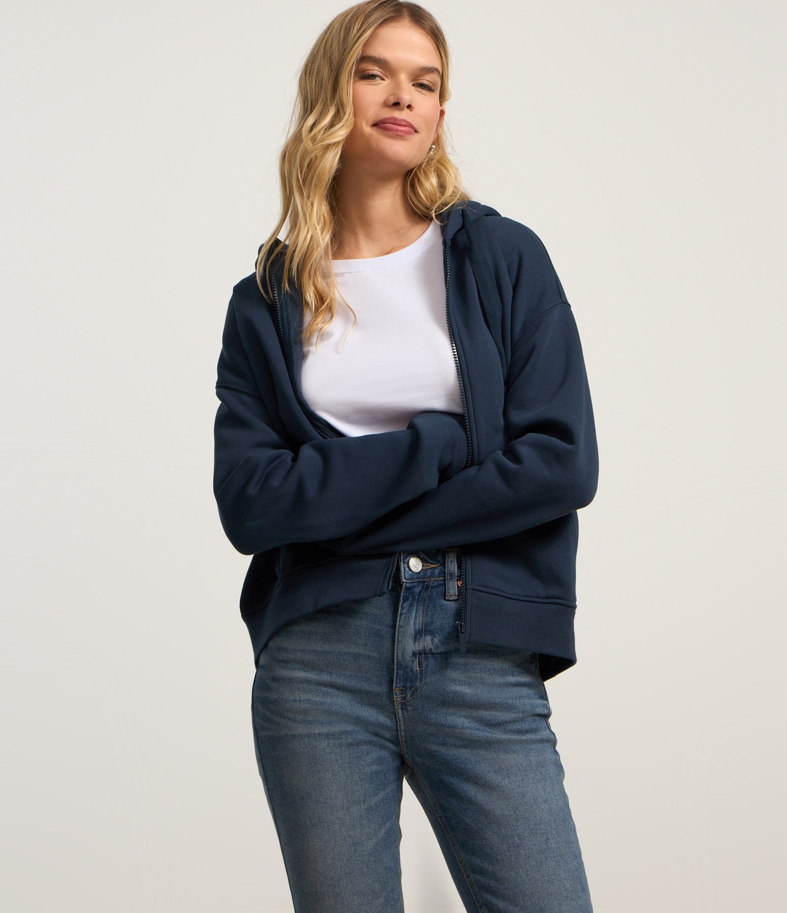 Calça Skinny Jeans com Elastano e Cintura Alta Azul Escuro 2