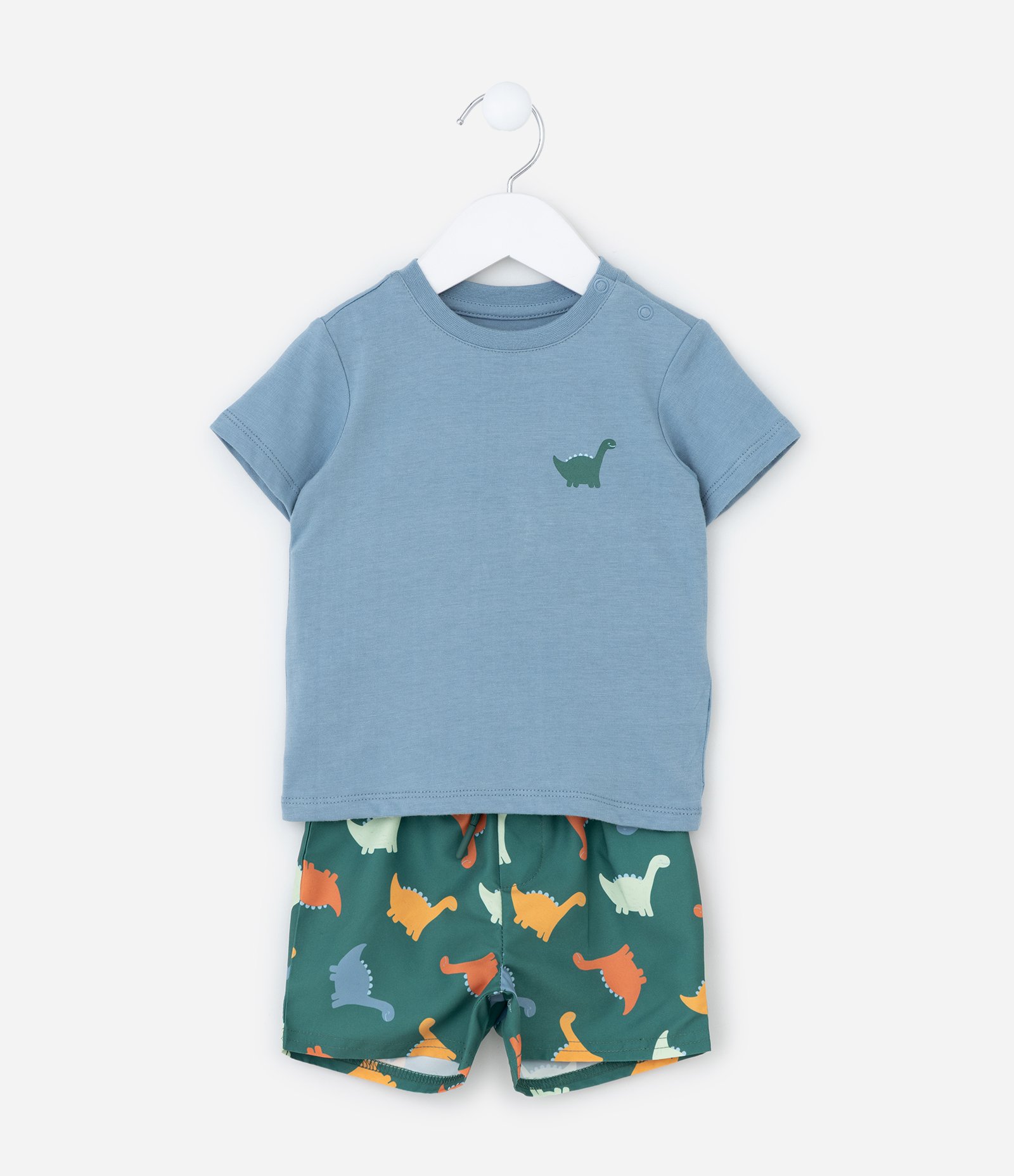 Conjunto Infantil com Estampa de Dinos - Tam 3 a 18 meses Azul/Verde 3