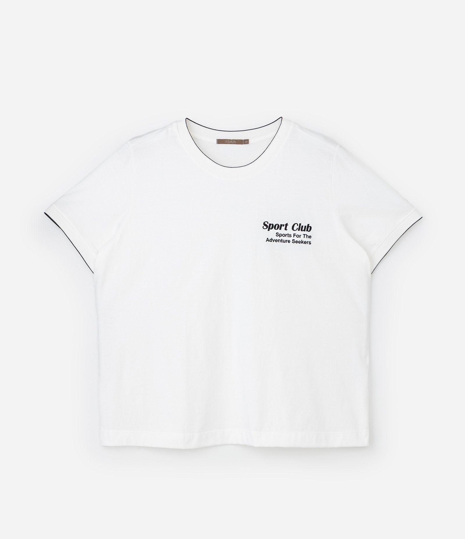 Camiseta T-shirt com Bordado Sport Club Curve & Plus Size Branco 1