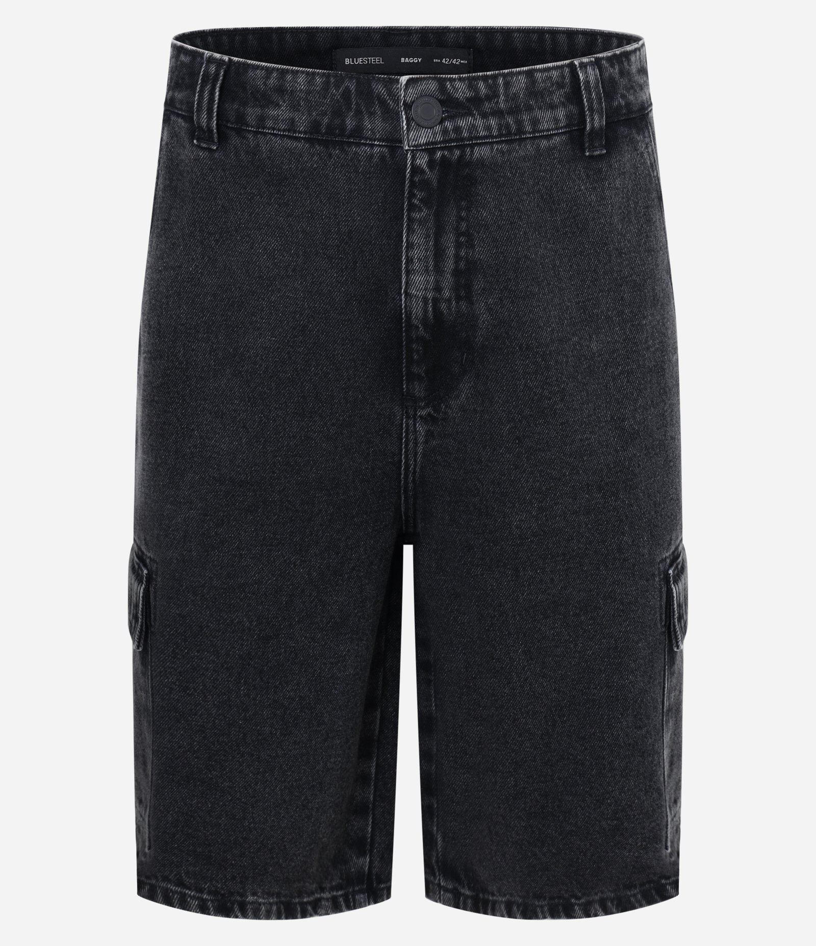 Bermuda Baggy Cargo em Jeans Preto 1