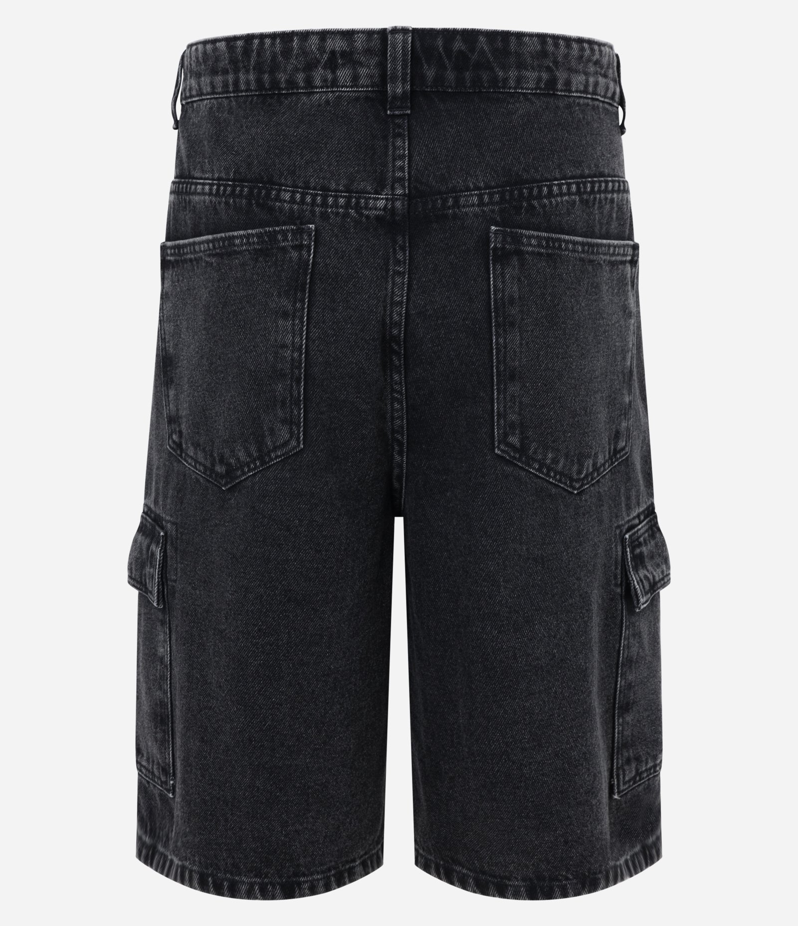 Bermuda Baggy Cargo em Jeans Preto 2