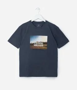 Camiseta Regular Infantil com Estampa Paisagem - Tam 5 a 14 Anos