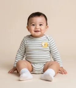 Body Infantil com Estampa Interativa de Gatinho - Tam 0 a 18 meses