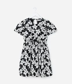 Vestido Infantil com Recorte e Estampa Floral - Tam 5 a 14 Anos