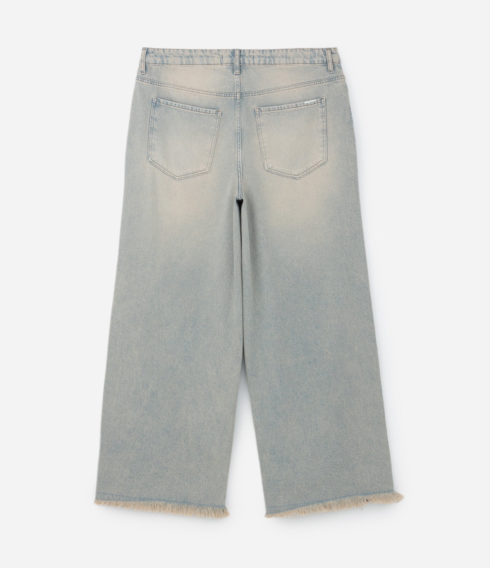 Calça Wide Leg Jeans Dirty Barra Desfiada Curve & Plus Size Azul 7