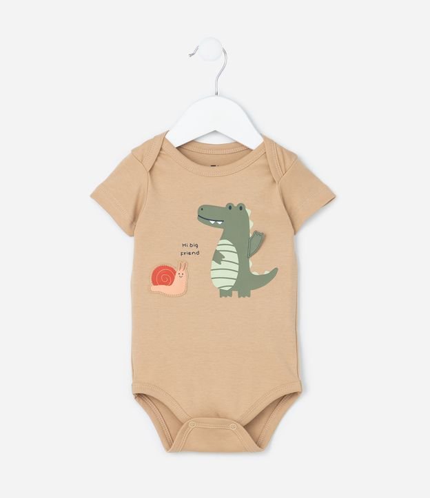 Body Infantil com Estampa Jacaré e Caracol - Tam 0 a 18 meses