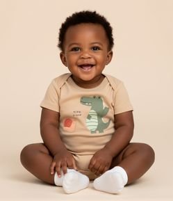 Body Infantil com Estampa Jacaré e Caracol - Tam 0 a 18 meses