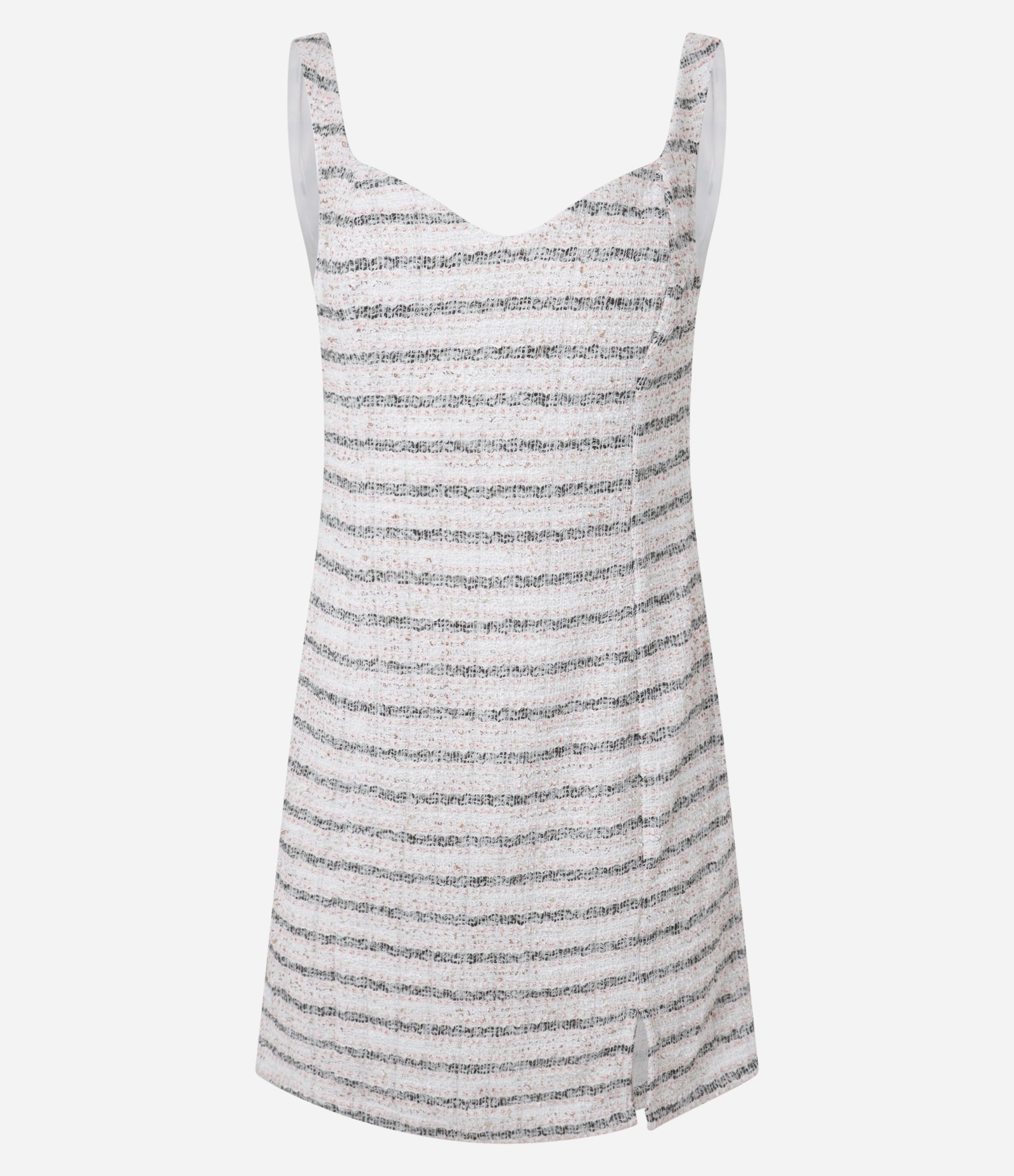 Vestido Curto em Tweed com Textura e Decote Coração Off White 5