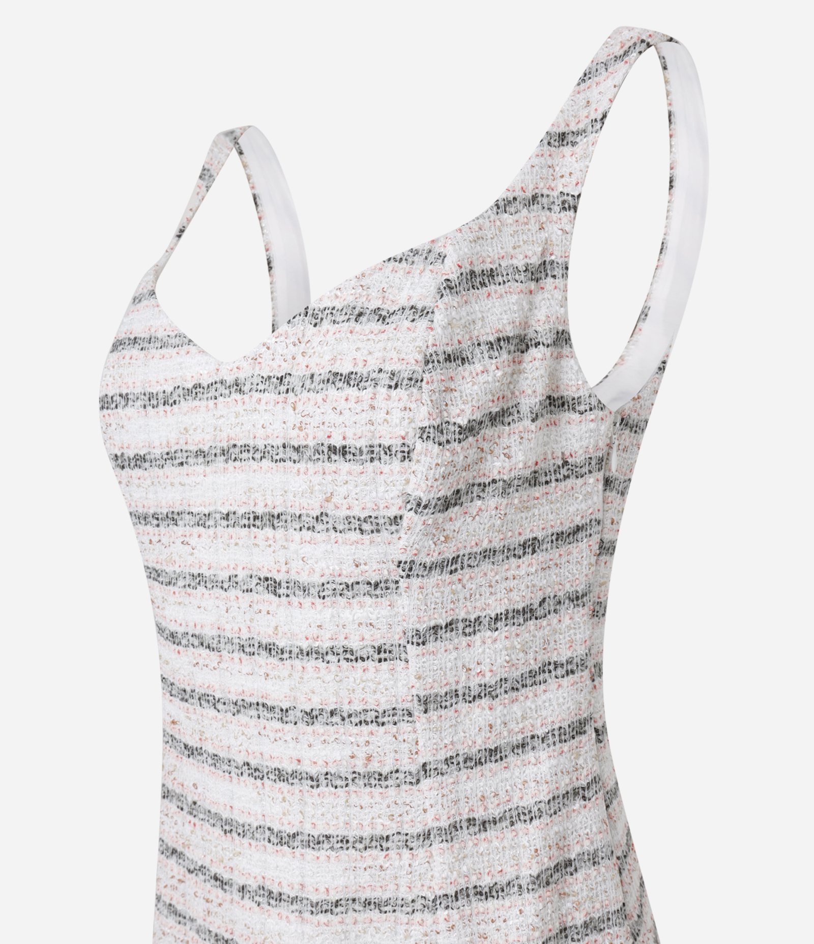 Vestido Curto em Tweed com Textura e Decote Coração Off White 6