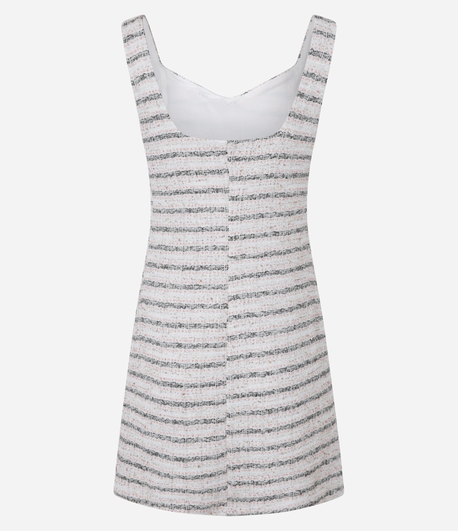 Vestido Curto em Tweed com Textura e Decote Coração Off White 7