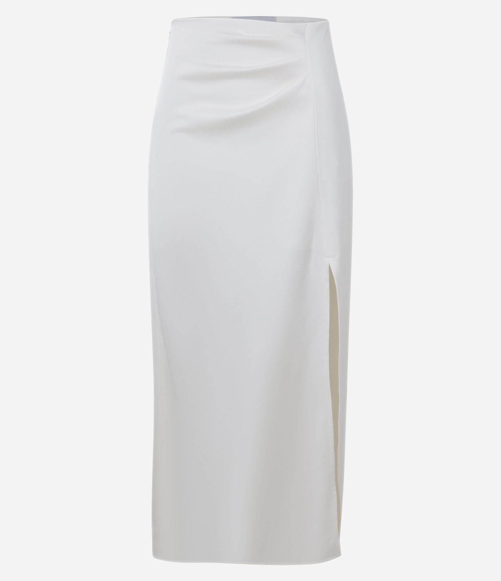 Saia Longa em Cetim com Drapeado e Fenda Frontal Branco 5