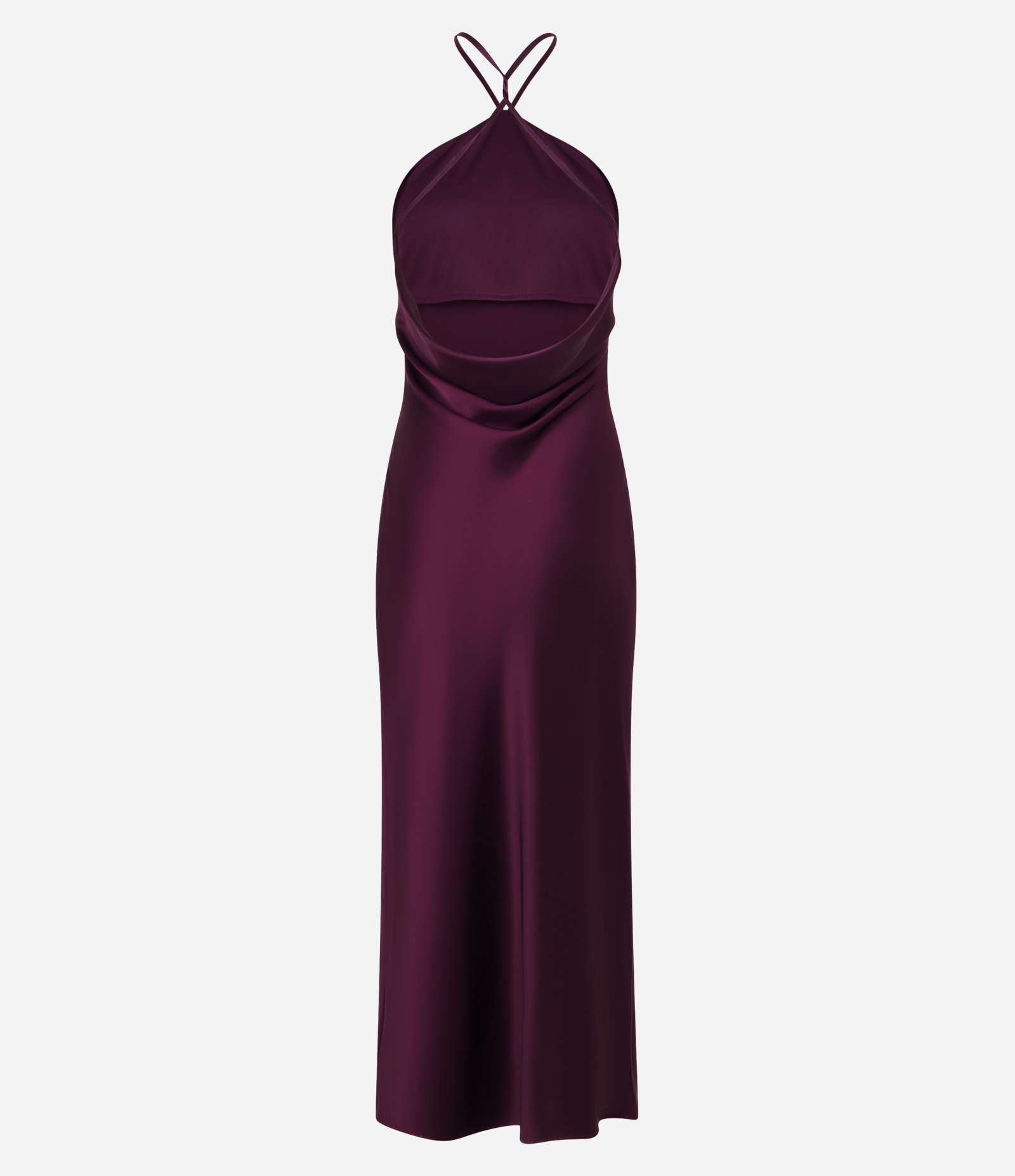 Vestido New Midi em Cetim com Decote Halter Roxo 8