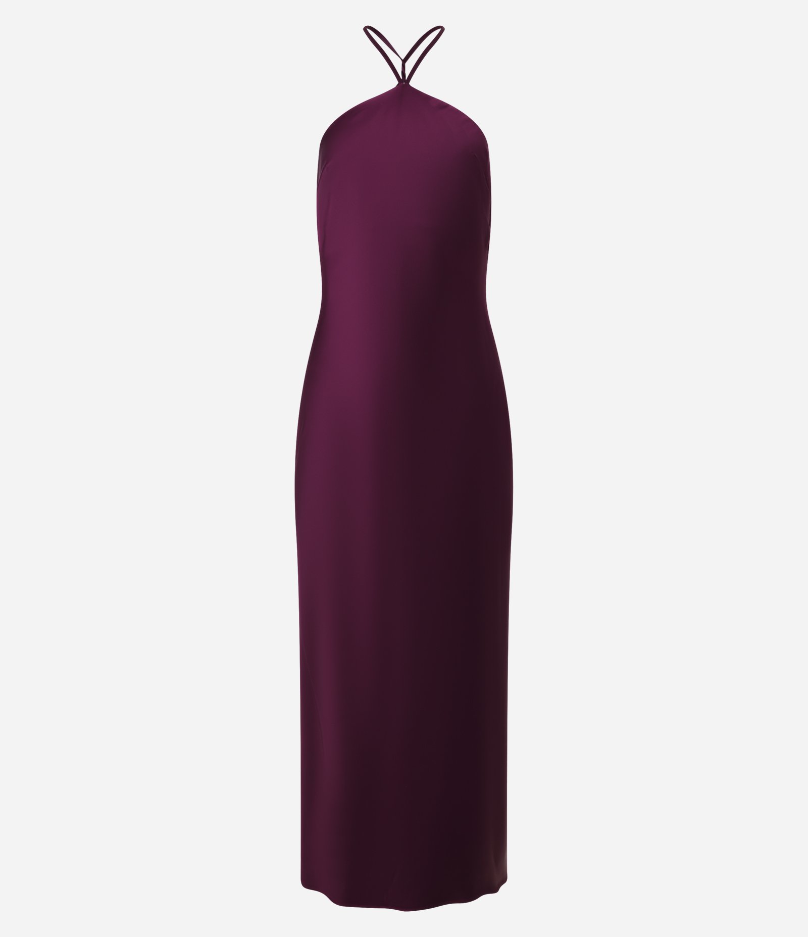 Vestido New Midi em Cetim com Decote Halter Roxo 9