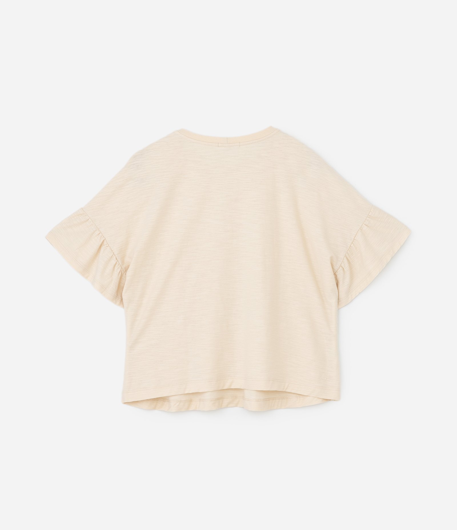 Camiseta em Flamê com Babado na Manga Curve & Plus Size Bege 5