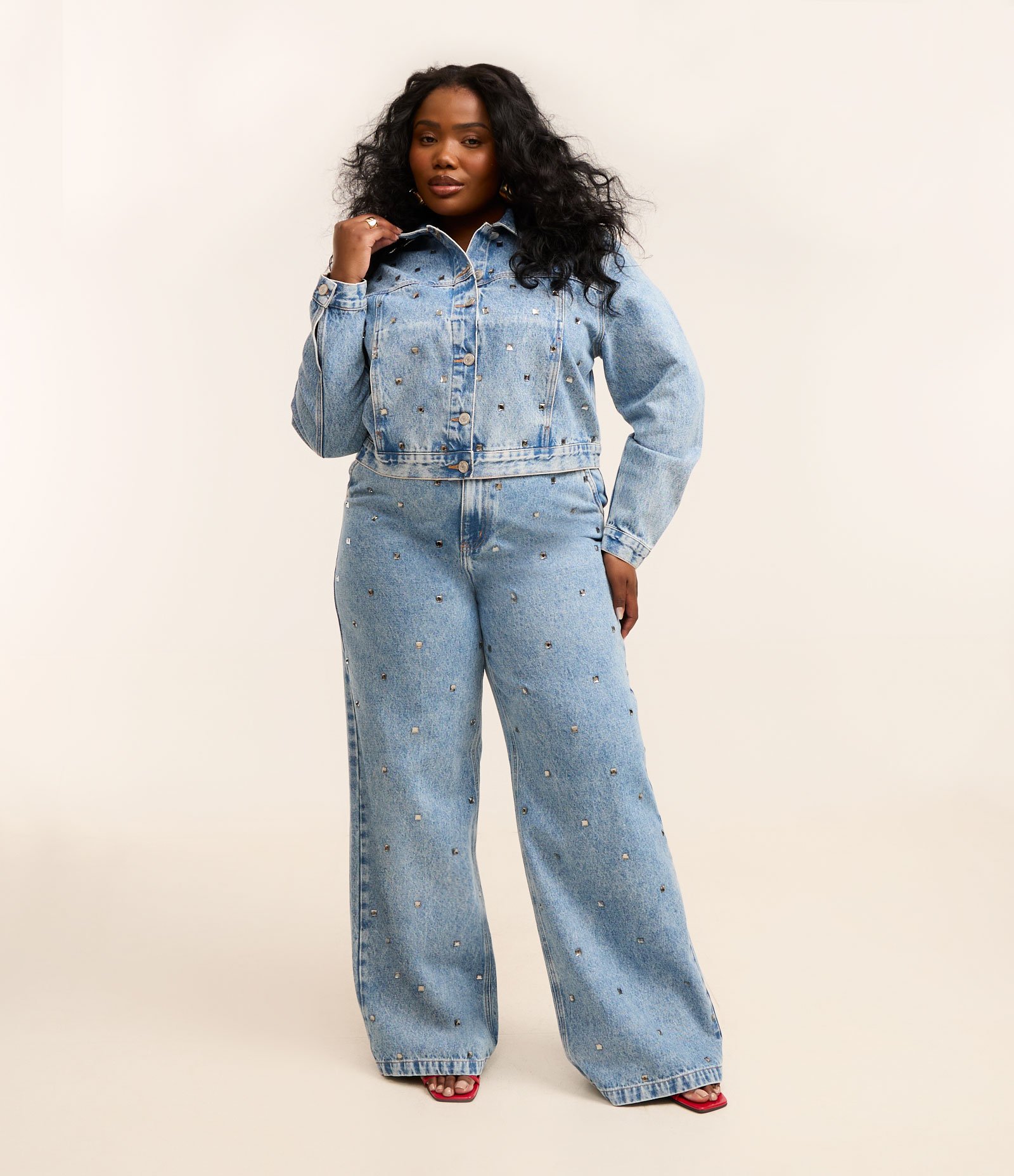 Calça Wide Leg Coleção Rita Carreira Curve & Plus Size Azul 3